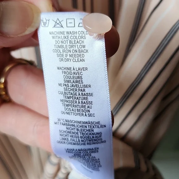 Adrianna Papell Striped Flutter Sleeve Blouse Size L Color Peach - Picture 4 of 7